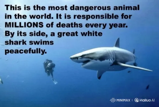Diver and Great White Shark in Peaceful Synchronized Swim – AI Generated Video | Hailuo AI
