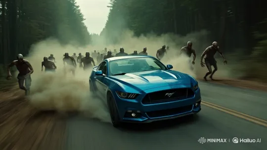 Mustang Evades Zombie Chase in Live2D Animation – AI Generated Video | Hailuo AI