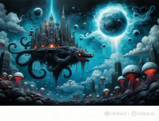 Dreamlike Dark Futuristic Cityscape Animation – AI Generated Video | Hailuo AI