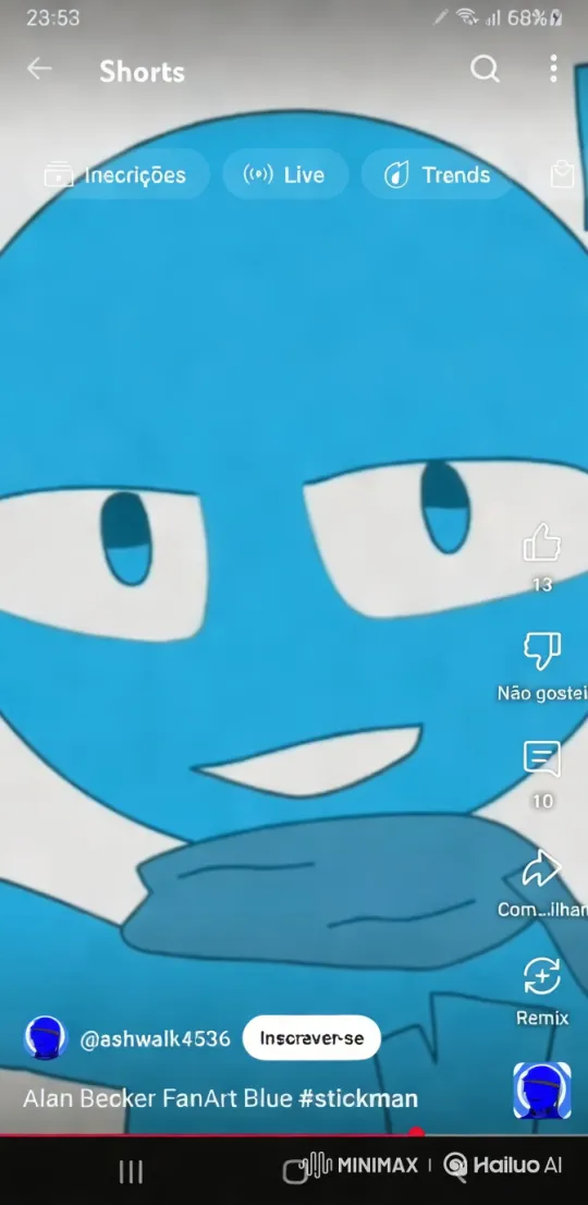 Playful Wink of the Blue Stickman Character – AI Generated Video | Hailuo AI