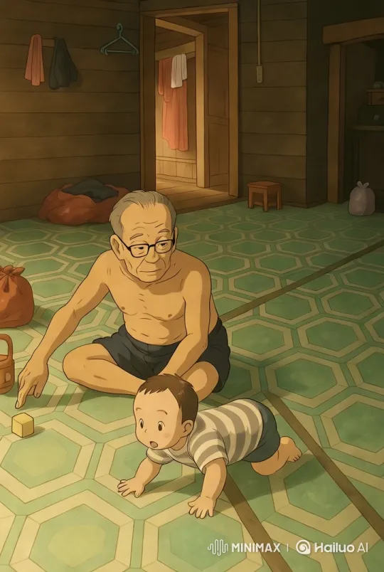 Elderly Man and Baby's Intimate Moment – AI Generated Video | Hailuo AI