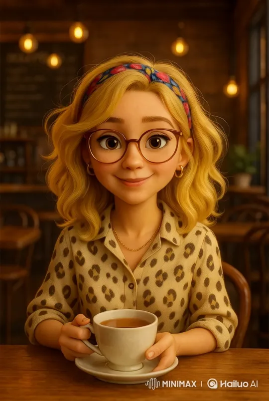 Cozy Café Aesthetic with Engaging Blonde Speaker – AI Generated Video | Hailuo AI