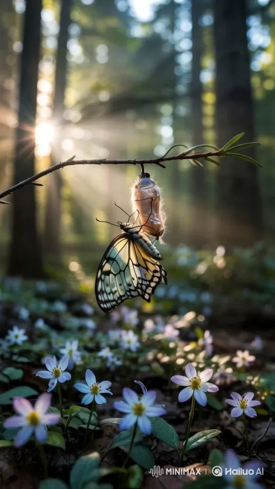 Magical Forest: Butterfly's Metamorphosis Captured in Slow Motion – AI Generated Video | Hailuo AI