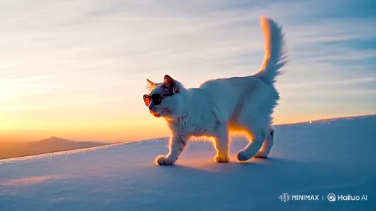 Kitten Dance on Snowy Peak at Sunrise – AI Generated Video | Hailuo AI
