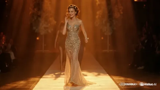Elegant Beauty Pageant Walk in Sparkling Gown – AI Generated Video | Hailuo AI