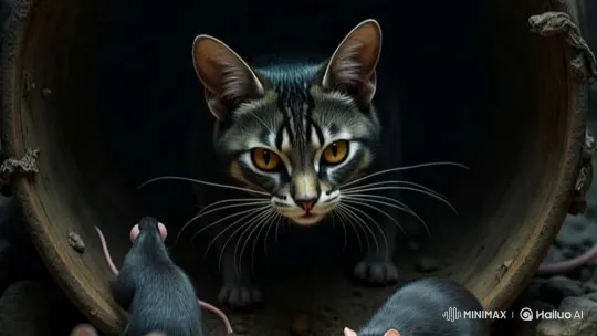 Cat vs. Mice: Intense Struggle in the Tunnel – AI Generated Video | Hailuo AI