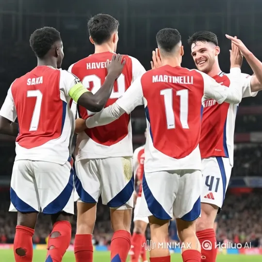 Arsenal Players Celebrate Goal with Intense Joy – AI Generated Video | Hailuo AI