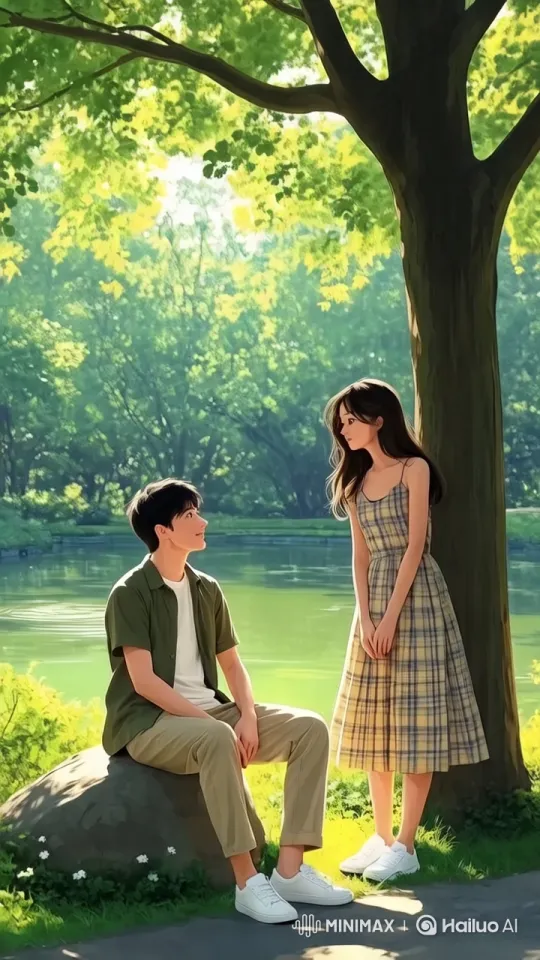 Young Couple in Serene Park with Dynamic Camera Work – AI Generated Video | Hailuo AI
