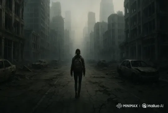 Desolate Cityscape: Teen's Journey Through Ruins – AI Generated Video | Hailuo AI