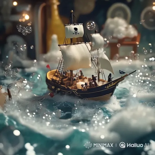 Whimsical Pirate Adventure in a Bathtub Ocean – AI Generated Video | Hailuo AI