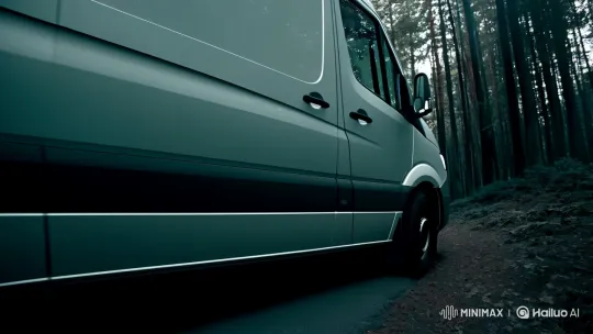 Mercedes-Benz Sprinter Showcased in Enigmatic Forest Scene – AI Generated Video | Hailuo AI