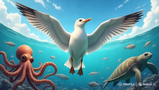 Harmonious Transition: Underwater to Sky Life – AI Generated Video | Hailuo AI