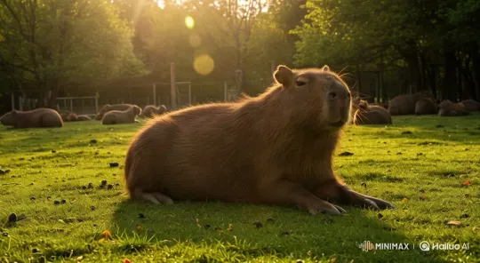 Capybaras Relaxing in a Tranquil Sunny Field – AI Generated Video | Hailuo AI