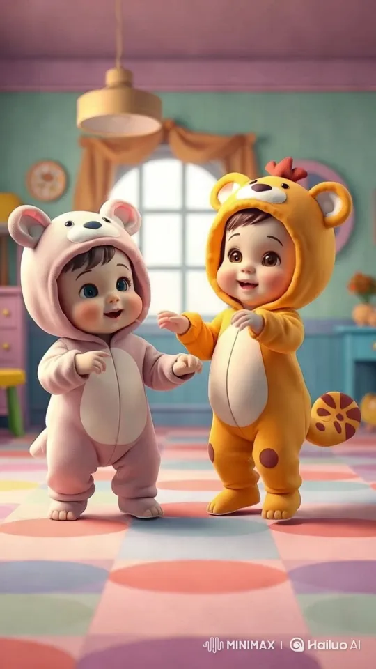 3D Animated Panda and Lion Babies Dance in Pixar Style – AI Generated Video | Hailuo AI