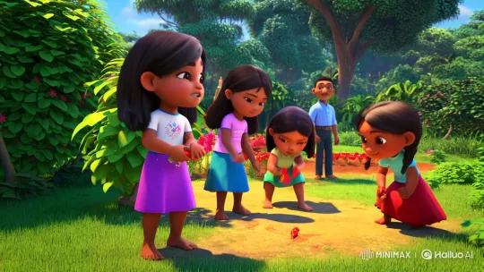 Girls Collaborate to Create a Beautiful Garden – AI Generated Video | Hailuo AI