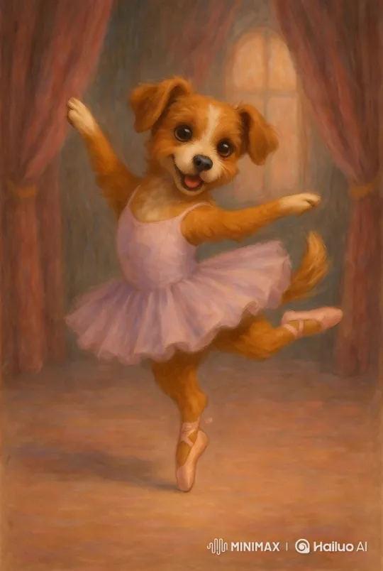 Graceful Ballerina Dog Delights in Aesthetic Ballet Performance – AI Generated Video | Hailuo AI