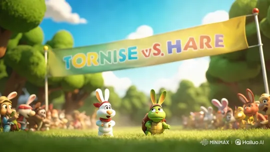 Cute Animals in CoComelon-Style 'Tortoise vs. Hare' Race – AI Generated Video | Hailuo AI