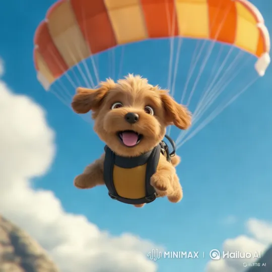Puppy Parachuting Adventure with Family Drama – AI Generated Video | Hailuo AI