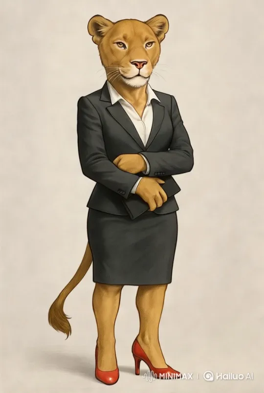 Anthropomorphic Lioness in Professional Business Setting – AI Generated Video | Hailuo AI