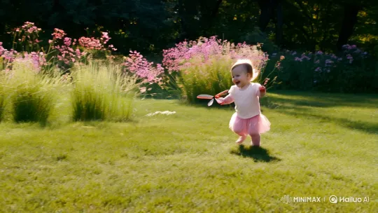 Baby Girl Chases Dragonfly in Enchanting Dance – AI Generated Video | Hailuo AI