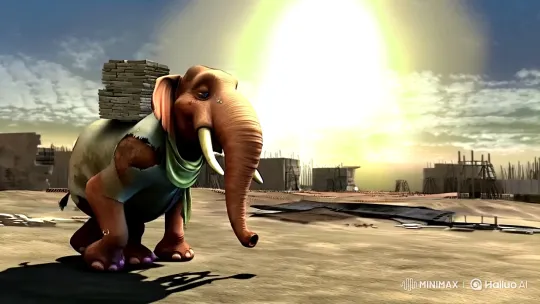 Exploitation in the Sun: Elephant's Labor and Ant's Authority – AI Generated Video | Hailuo AI