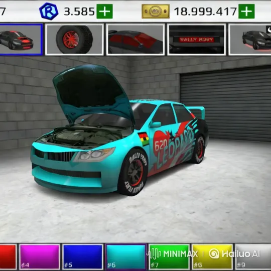 Turquoise '620 Leopard' Race Car and Driver in Garage – AI Generated Video | Hailuo AI