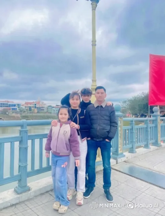 Four Friends Enjoy a Scenic Bridge View in Cozy Attire – AI Generated Video | Hailuo AI