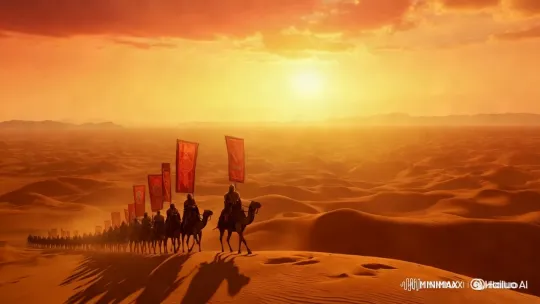 Golden Age of Ghaznavid Empire: Sunrise in Desert – AI Generated Video | Hailuo AI