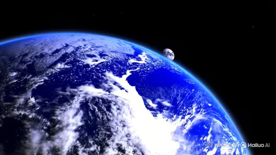 Stunning Earth and Moon Panorama Captured – AI Generated Video | Hailuo AI