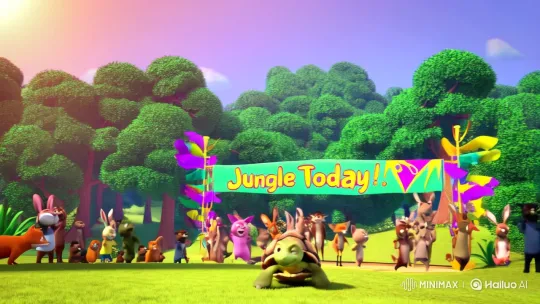 Jungle Race: Animals Prepare in a Sunny Clearing – AI Generated Video | Hailuo AI