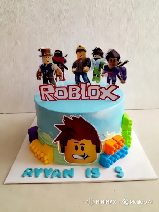 Decorated Roblox-Themed Birthday Cake for Avyan – AI Generated Video | Hailuo AI