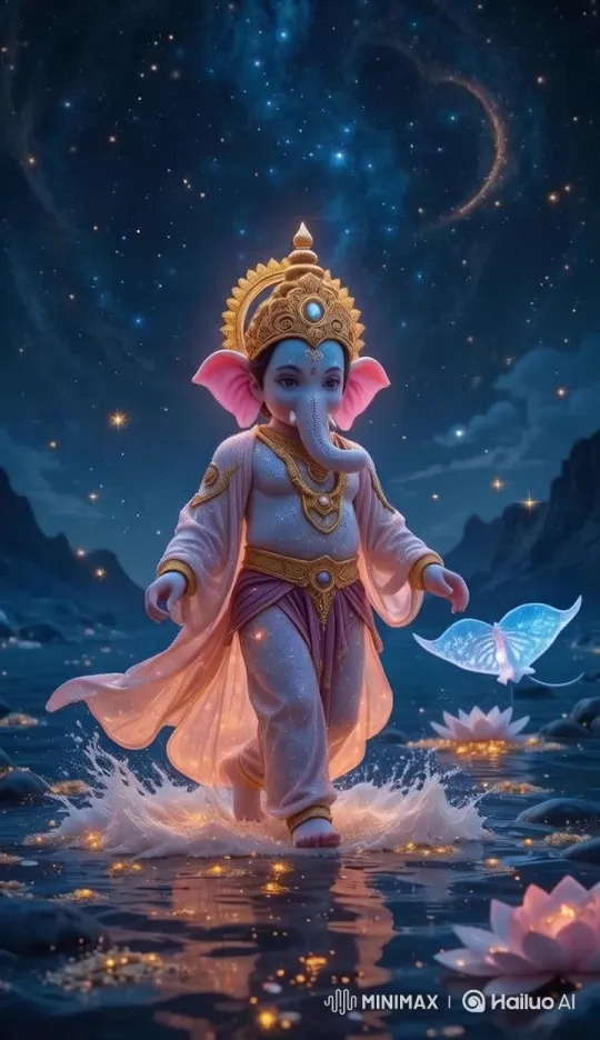 Mystical Deity Walks Through Celestial Landscape – AI Generated Video | Hailuo AI