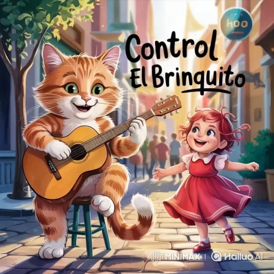 Musical Cat and Dancing Girl in Golden Street Scene – AI Generated Video | Hailuo AI
