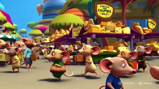 Mouse Protagonist Navigates Bustling Cheese Market – AI Generated Video | Hailuo AI