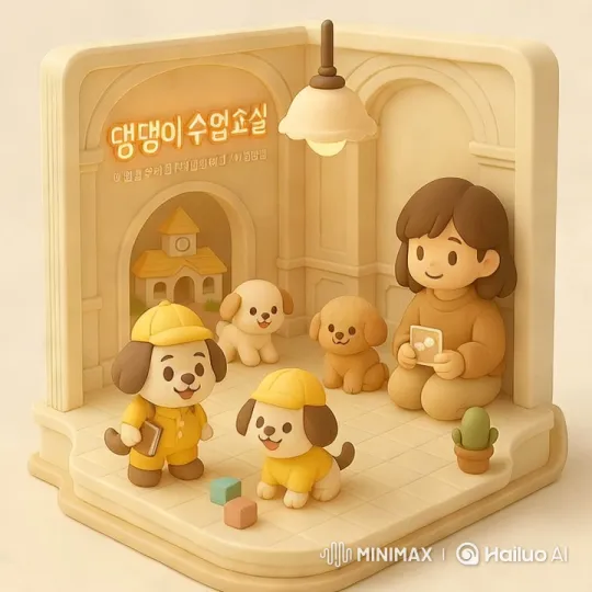Cozy Daycare Room with Puppies and Gentle Teacher – AI Generated Video | Hailuo AI