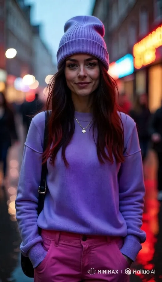 Laurie Adam's Colorful London Rain Selfie Video – AI Generated Video | Hailuo AI