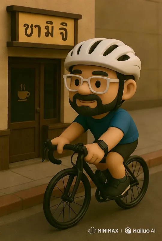 Cyclist's Dynamic Journey Past Café – AI Generated Video | Hailuo AI
