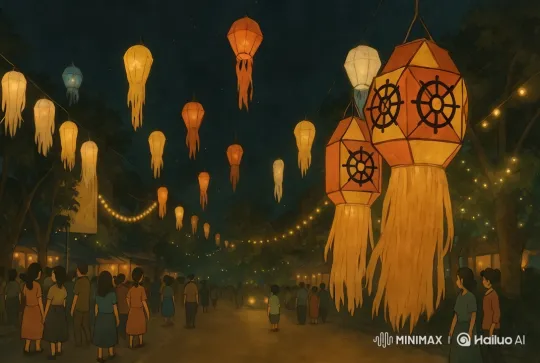 Magical Night Festival in Ghibli Style – AI Generated Video | Hailuo AI