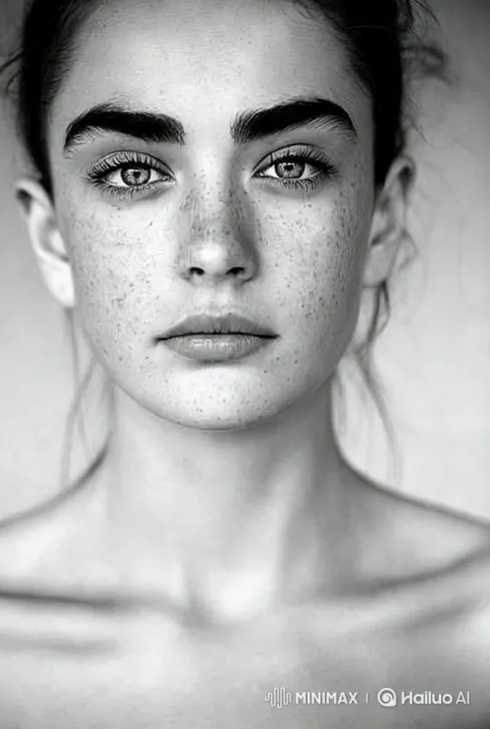 Artistic Close-Up of Girl's Collarbones with Playful Wink – AI Generated Video | Hailuo AI