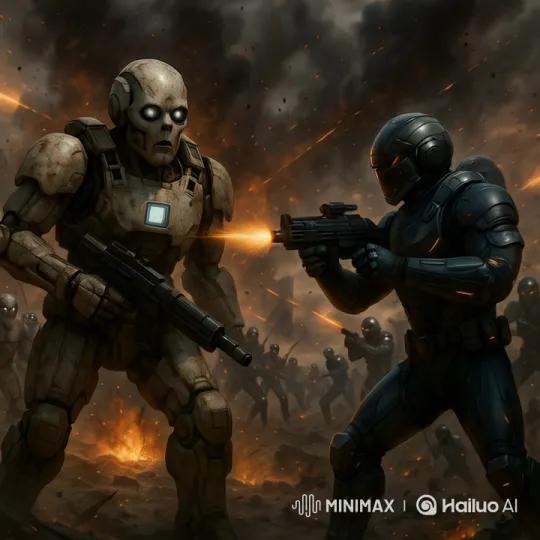 Dramatic High-Aesthetic Battle Scene Video – AI Generated Video | Hailuo AI