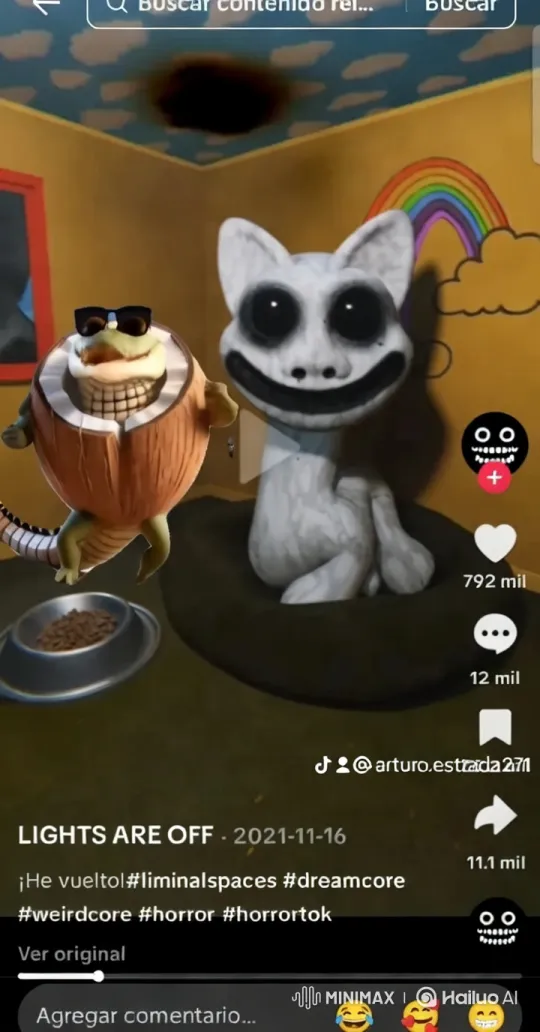 Surreal Coco Cosculluela and Cat Statue Scene – AI Generated Video | Hailuo AI