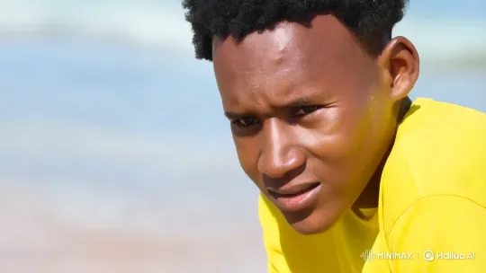 Young Man Enjoying Peaceful Beach Day – AI Generated Video | Hailuo AI