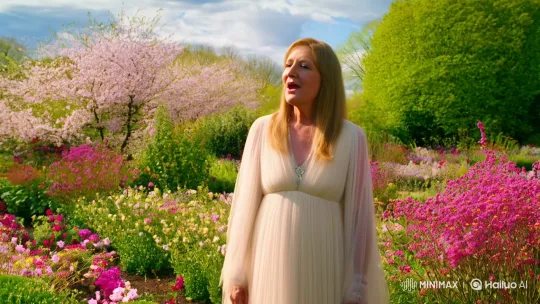 Esther Hicks in Tranquil Spring Garden on Thought Power – AI Generated Video | Hailuo AI