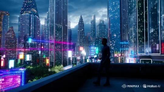 Futuristic Figure in a Metropolis: Aesthetic Exploration – AI Generated Video | Hailuo AI