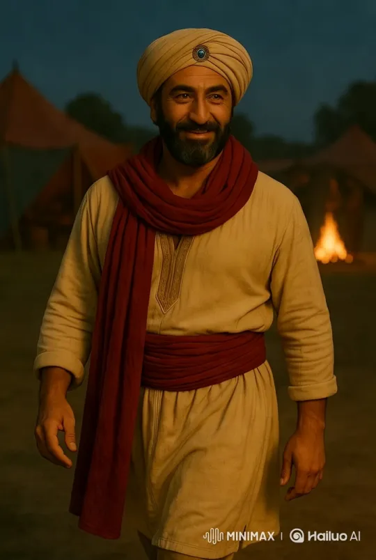 Traditional Attired Traveler in Cinematic Outdoor Setting – AI Generated Video | Hailuo AI