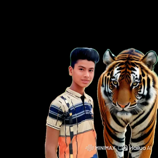 Man and Majestic Tiger in Striking Contrast – AI Generated Video | Hailuo AI