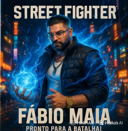 Fábio Maia Unleashes Power in Neon-Lit Cityscape – AI Generated Video | Hailuo AI