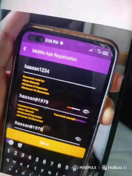 Mobile App Registration Process Displayed on Smartphone Screen – AI Generated Video | Hailuo AI