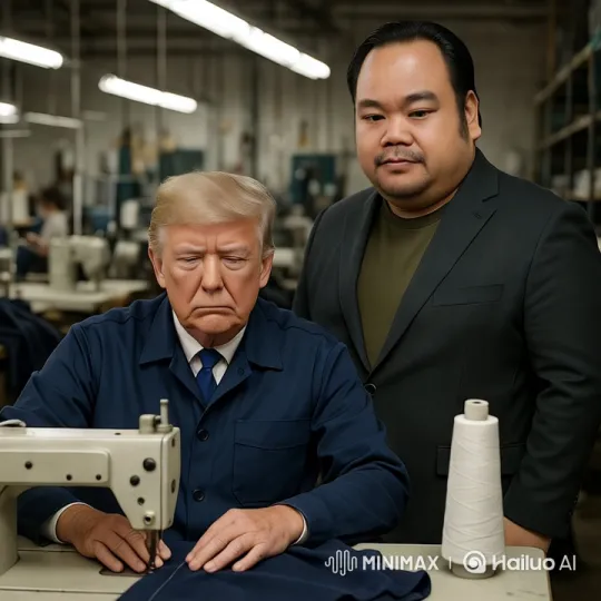 Donald Trump at Factory Sewing Machine – AI Generated Video | Hailuo AI