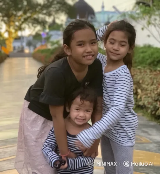 Joyful Children Embrace in Serene Park Setting – AI Generated Video | Hailuo AI